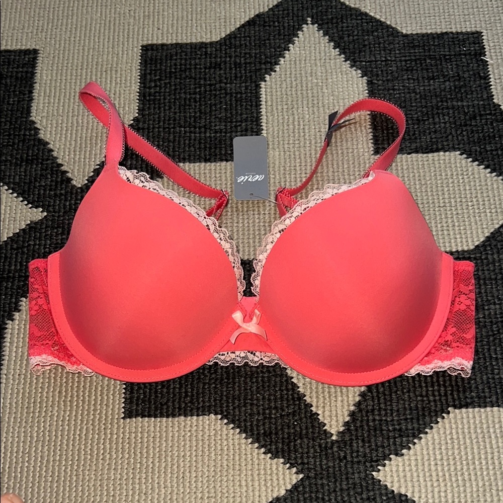 Aerie Pink Lace Trim Harper Push-up Bra 32D